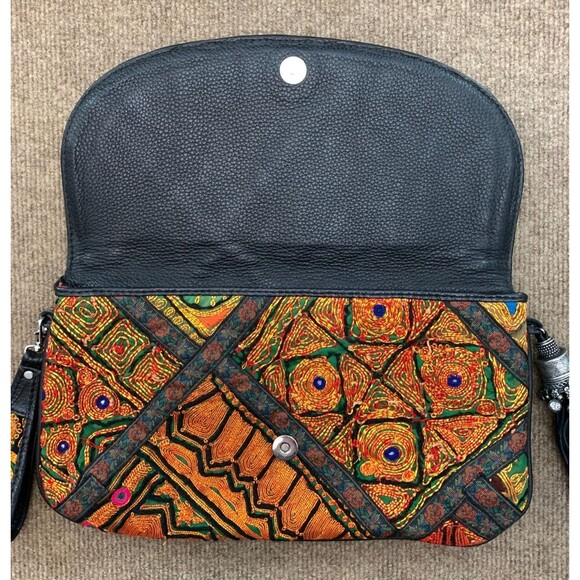 Boho Princess Bag Purse Clutch Embroidered Embellished Lined Wristlet - Picture 5 of 8